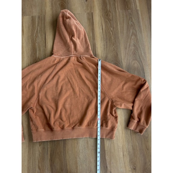Aerie Women XXL burnt Orange Hoodie Cotton Raglan Sweatshirt Pockets Distressed - Picture 6 of 7
